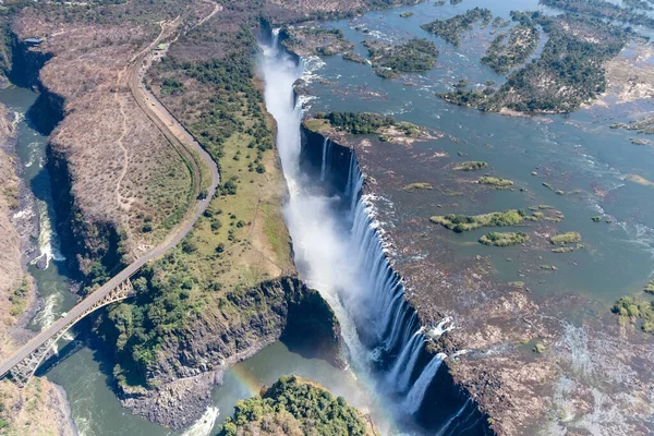 Αεροφωτογραφία Του Victoria Falls Στα Σύνορα Zimbawe Ζάμπια — Φωτογραφία Αρχείου
