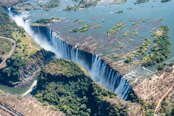 Luftaufnahme Der Victoriafälle Der Grenze Simbawe Sambia — Stockfoto