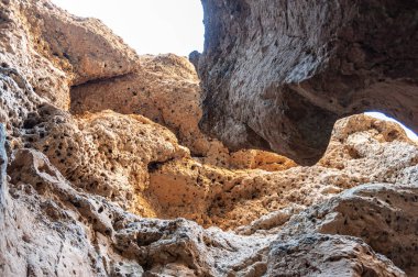 Landscape shot from within sesriem canyon, Namibia, around sunset.