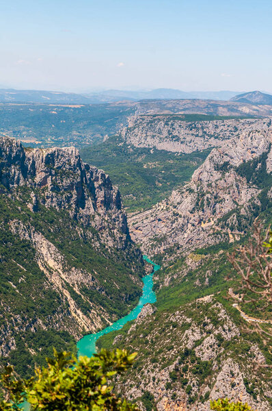 A beautiful outlook over the Gorges du Verdon, also known as the European Grand Canyon, in the French Provence.