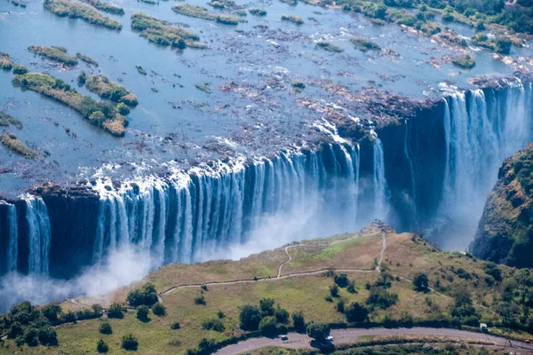 Телефотосъемка Огромных Водопадов Виктории Видно Воздуха — стоковое фото