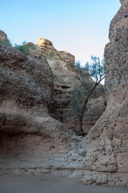 Landscape shot from within sesriem canyon, Namibia, around sunset.