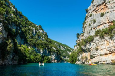 Exterior shot of the Gorges du Verdon, in the French Provence, on a beautiful summer day. This areas is also known as the european grand canyon.
