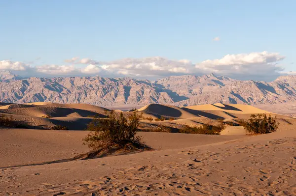 Sonnenuntergang Der Nähe Der Flachen Sanddünen Death Valley Nationalpark Kalifornien — Stockfoto