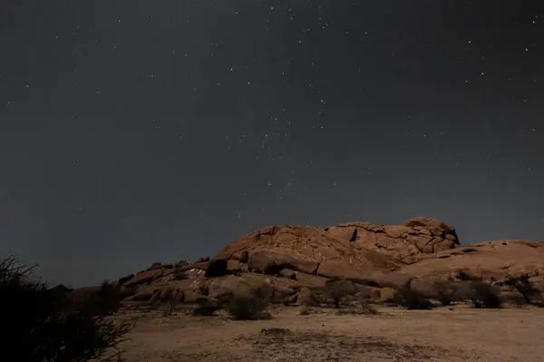 Night Shot Namibian Desert Spitzkoppe Clear Starry Southern Sky — Stock Photo, Image