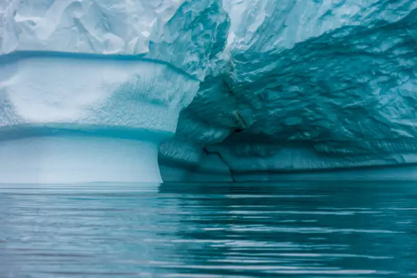Detalhe Pedaço Gelo Marinho Antártico Contendo Formas Maravilhosas Cores Azuis — Fotografia de Stock
