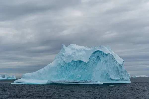 Icebergs Glaciers Align Coast Antarctic Peninsula Its Many Islands Image — стоковое фото
