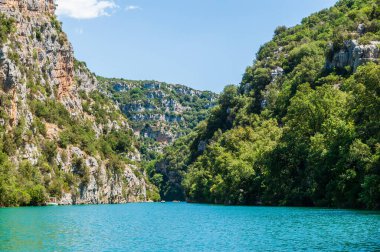 Exterior shot of the Gorges du Verdon, in the French Provence, on a beautiful summer day. This areas is also known as the european grand canyon.