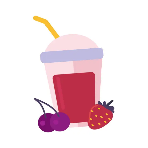 Smoothie vişneli çilek ikonu Clipart izole vektör çizimi