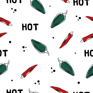 Sebze desensiz arka plan ambalajı ve acı biber ve biberli dekorasyon. Sağlıklı gıda vegan konsepti.