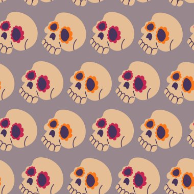 Cinco de Mayo kafatası ile ambalaj ve dekorasyon için kusursuz desen.