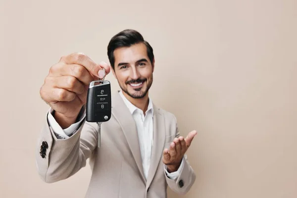 Venda Man Button Service Loan Driver Smile Key Business New — Fotografia de Stock
