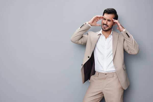 man open business yelling frustrated screaming copy hands studio professional adult crazy work businessman angry yell suit isolated mouth depressed boss space up sad