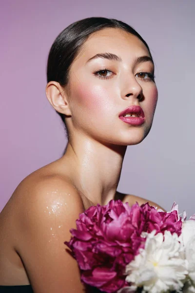Woman Femininity Model Head Health Face Cosmetology Lip Makeup Skin — Stock Photo, Image