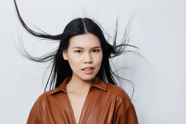 Asiatisk Kvinna Flicka Glamour Koreansk Makeup Hår Vacker Salong Kvinnlighet — Stockfoto