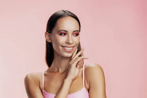 Woman Eye Face Model Beauty Makeup Smile Portrait Close Skin — Stock Photo, Image