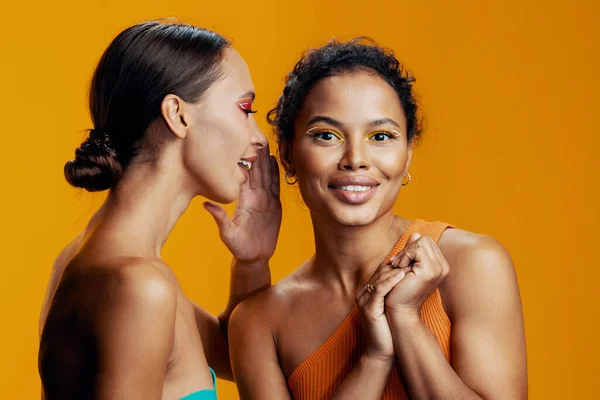 Vrouw Twee Ras Gezond Meisje Gezicht Schoonheid Huid Glans Amerikaans — Stockfoto