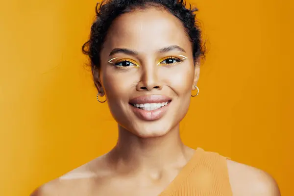 Portret Vrouw Schoonheid Stijl Mooi Zwart Model Make Studio Afrikaanse — Stockfoto