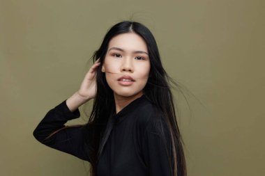 Uzun, çekici Japon saç sağlığı Asyalı, Koreli, model, deri portre, siyah saç, sevimli, makyaj, güzellik, güzellik, güzellik, güzellik, güzellik.