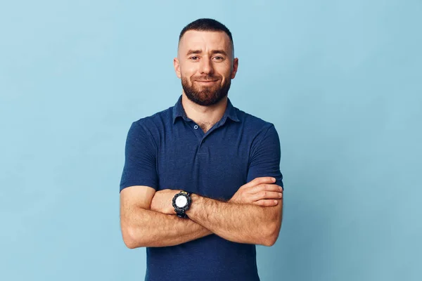 Man background expression adult young confident attractive man caucasian handsome cheerful background portrait lifestyle serious isolated beard looking studio standing person face