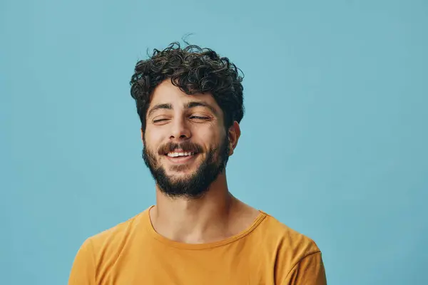 Person man background confidence cheerful smile looking portrait young adult happy style guy expression face attractive lifestyle hair white afro fashion