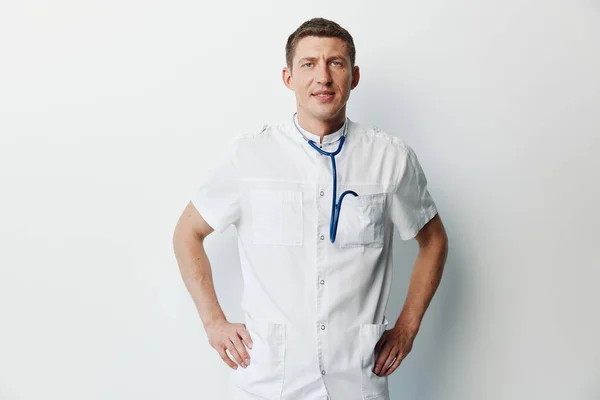 Pflege Medizinisch Gesundheit Hintergrund Krankenhaus Männer Person Professionell Porträt Praktiker — Stockfoto