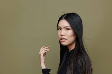 Japon kadın cazibeli güzel saç portresi güzel saç modeli saç modeli çekici kadınlık Koreli Asya kozmetik sevimli uzun siyah güzellik salonu