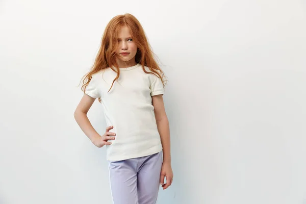 Arrière Plan Expression Fille Blanc Petite Personne Portrait Enfance Jeune — Photo