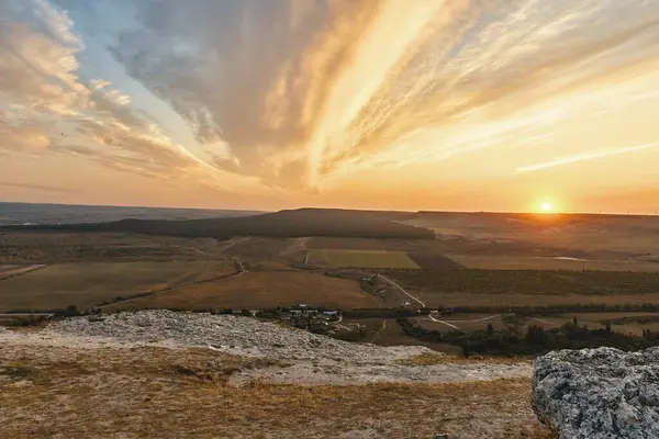 stock image Sunset view of the german countryside from hilltop travel, beauty, nature, relaxation, scenic landscape, serenity