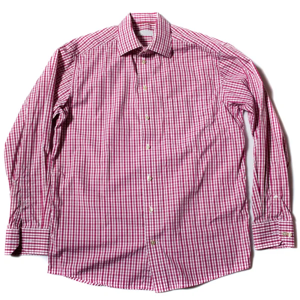 Lange Mouw Klassieke Formele Heren Shirt Rood Wit Check Witte — Stockfoto