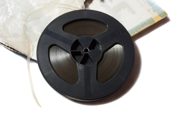 Reel Reel Tape Spool Box White Background — Stock Photo, Image