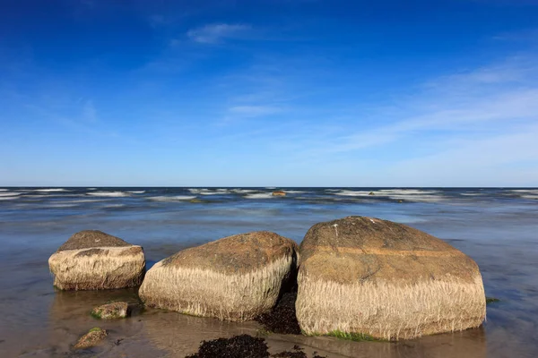 Ovanligt Låg Vattennivå Östersjön Alla Kustklippor Synliga — Stockfoto
