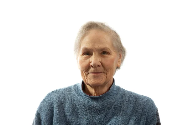 old woman on a white background