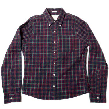 Mavi, beyaz arkaplanda uzun kollu erkek gömleği işaretledi