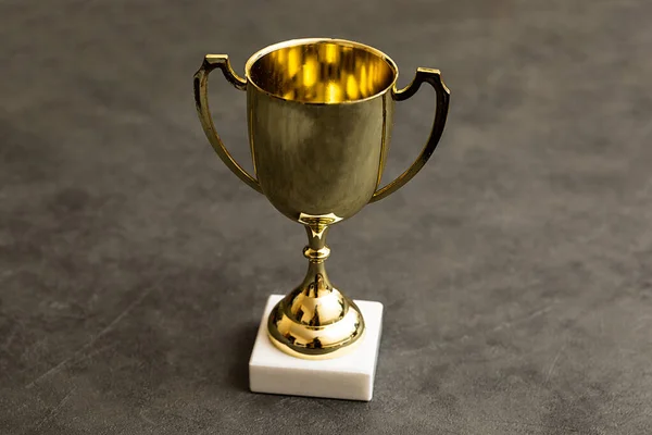 Simply Design Winner Champion Gold Trophy Cup Concrete Stone Grey — Stock Photo, Image