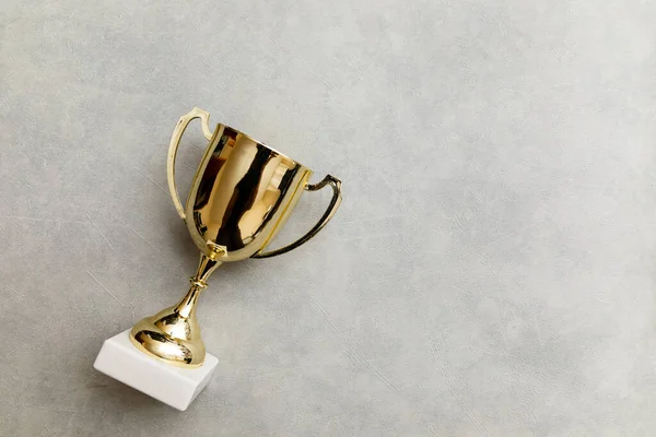 Simply Flat Lay Design Winner Champion Gold Trophy Cup Concrete — kuvapankkivalokuva
