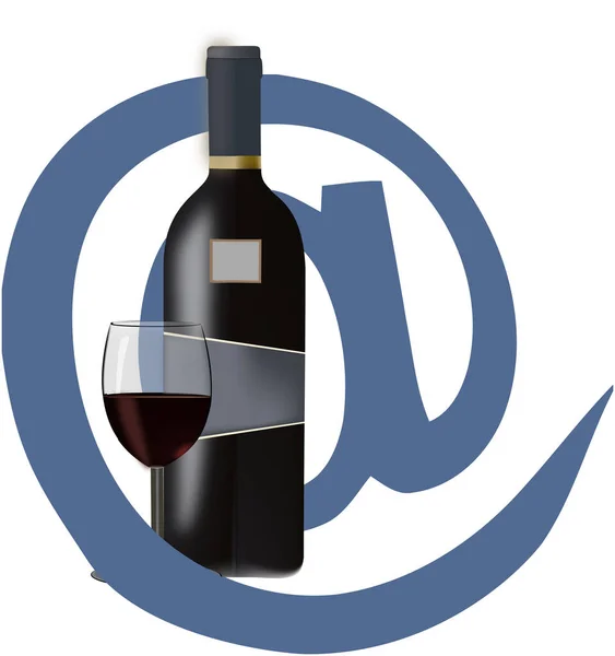 Garrafa Vinho Disponível Internet — Vetor de Stock