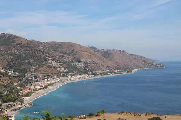 Panoramisch Uitzicht Kust Vanaf Taormina Sicilië — Stockfoto