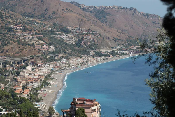 Panoramisch Uitzicht Kust Vanaf Taormina Sicilië — Stockfoto