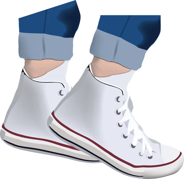 Caminar Hacer Actividades Con Zapatillas Blancas — Vector de stock