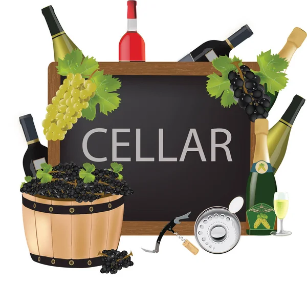 Blackboard Written Wine Cellar — Stock Vector