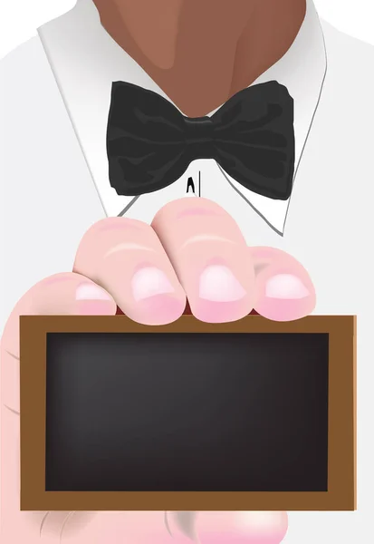 Personne Chemise Cravate Avec Signe Noir Main — Image vectorielle