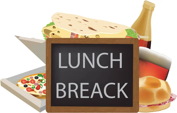 Schoolbord Met Geschreven Gesloten Voor Lunchpauze — Stockvector