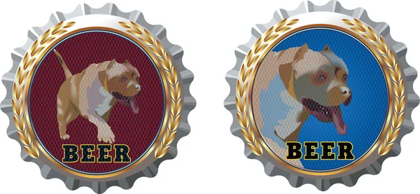 Tappo Corona Bevande Gassate Con Immagine Pitbull Terrier — Vettoriale Stock