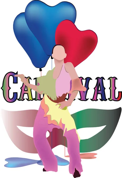 Carnaval Brasileiro Com Bailarina Confetti — Vetor de Stock