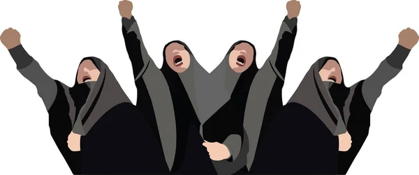 Irańskie Kobiety Podniesionymi Pięściami Protestują Przeciwko Władzy — Wektor stockowy
