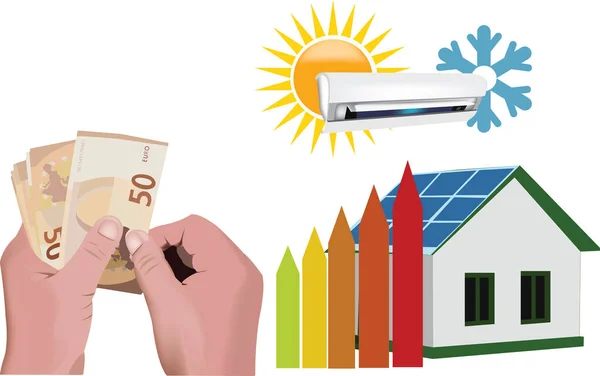 Expenditure Installation Heat Pumps Photovoltaics — Wektor stockowy