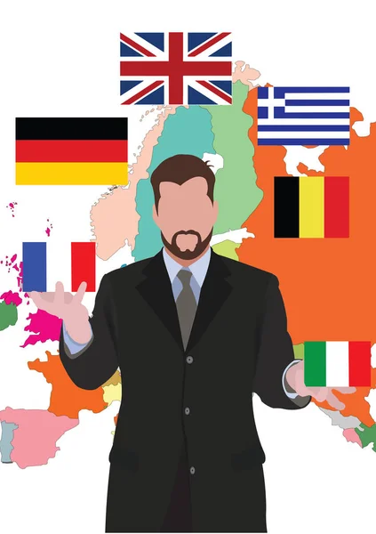 Onderscheiden Persoon European International Manager — Stockvector
