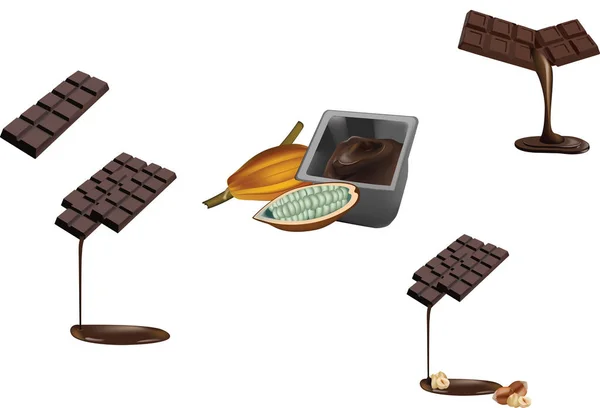 Barras Chocolate Escuro Com Avelãs — Vetor de Stock