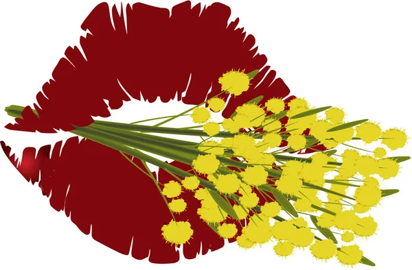 Символ Квітки Мімози Жіночого Дня — стоковий вектор